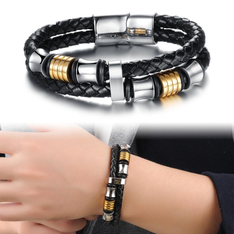 Gelang cowok / gelang pria / gelang kulit asli high quality genuine leather GP009 cocok hadiah ultah