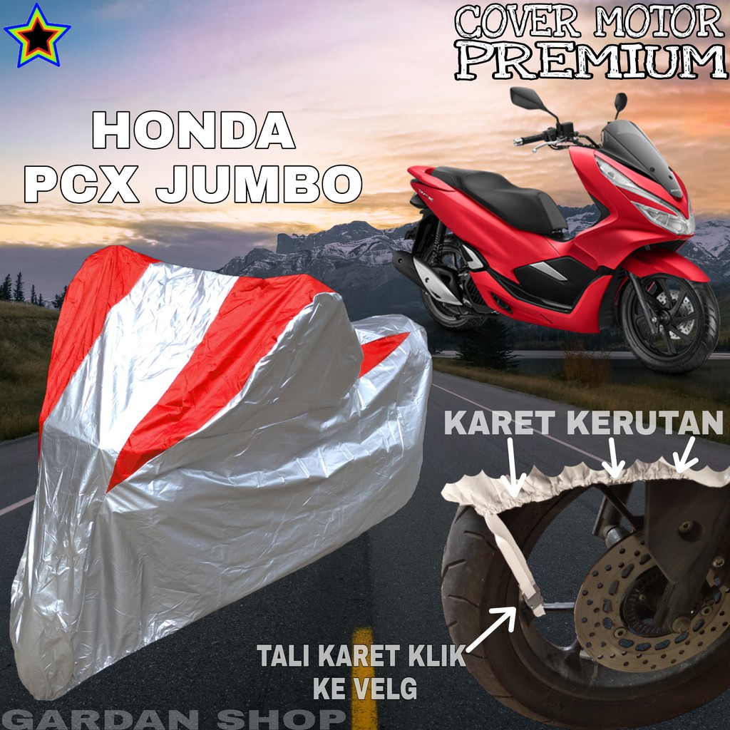 Sarung Motor HONDA PCX JUMBO Silver MERAH Body Cover Penutup Motor Honda Pcx Jumbo PREMIUM