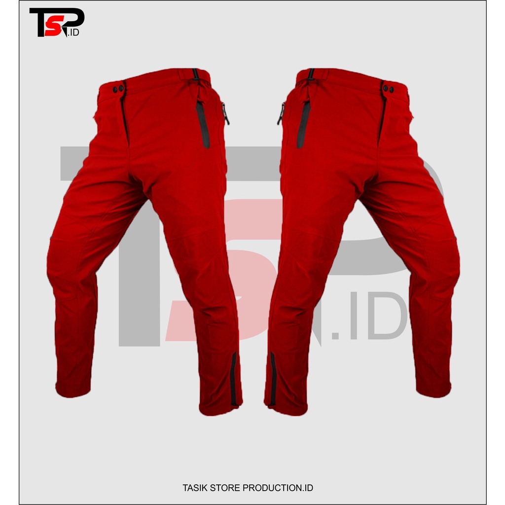 Celana Sepeda pria Mtb Downhill Celana panjang sepeda pria wanita Celana Gowes Cycling Pants MERAH