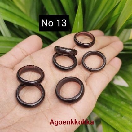 Cincin bulat polos hitam ukuran 13 kokka kaokah