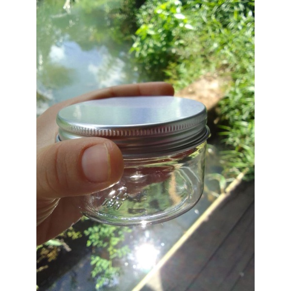 Toples 100ml tutup alumunium/ jar 100ml plastik PET bening