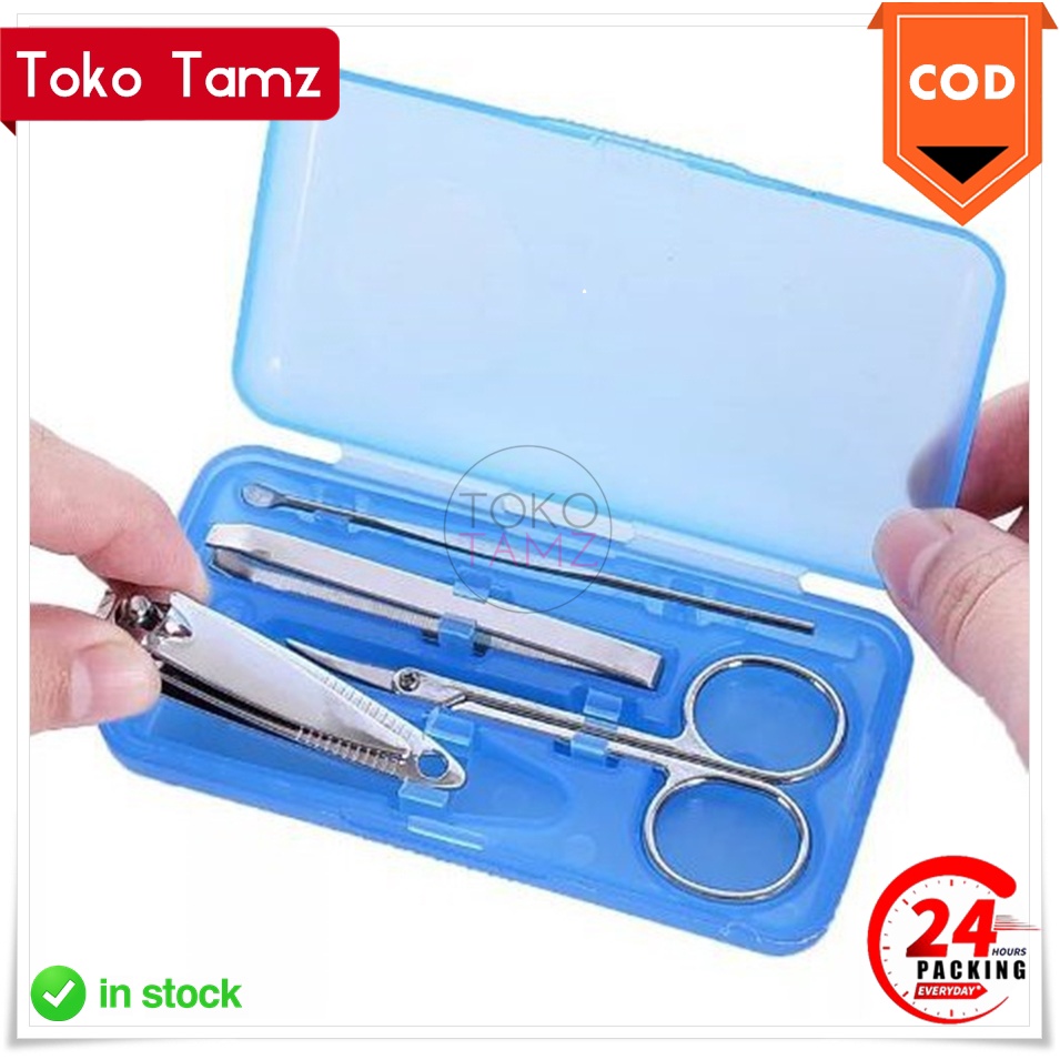 COD MAKASSAR SET 4PCS MANICURE PEDICURE GUNTING KUKU KUALITAS TEBAL PINSET GUNTING ALIS PEMBERSIH