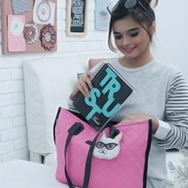 Tas Kanvas Tote Bag Maika etnik CAFA PINK untuk Wanita