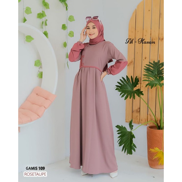 Gamis Al-Hasan Alina Set Hijab Segi Empat // Gamis Muslimah Set Pasmina // Gamis Crinkle Air Flow Premium // Dress Set Hijab