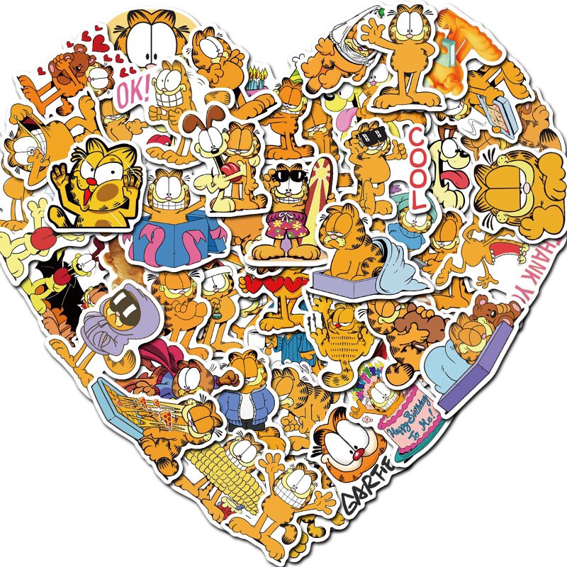 50pcs Anime cartoon stickers Garfield stickers for DIY Luggage Laptop Skateboard Motorcycle Bicycle stickers