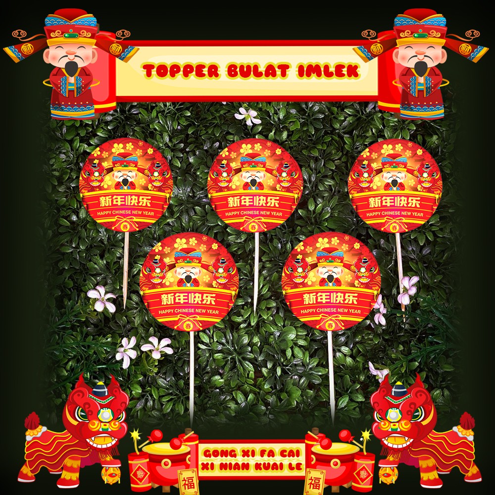 Topper Bulat Imlek / Gong Xi Fa Cai