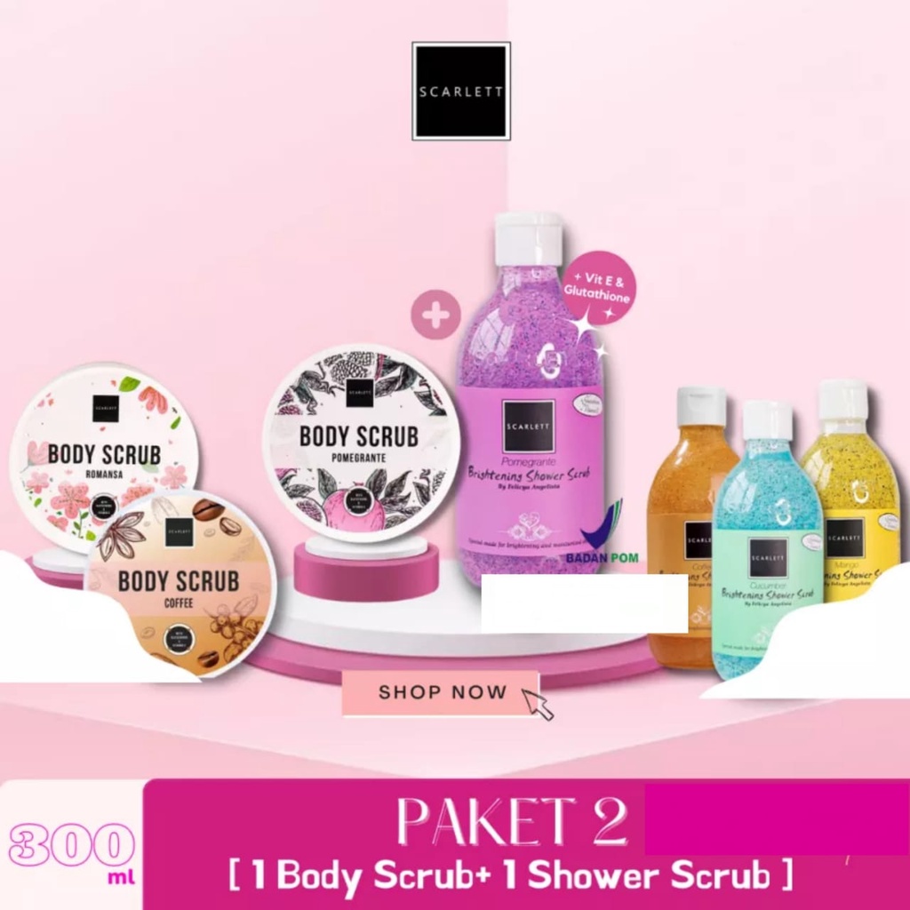 COMBO HEMAT 2IN1 SCARLETT SHOWER SCRUB + SCRUB ORIGINAL