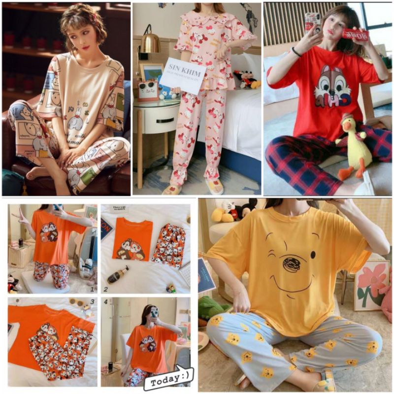 BAJU TIDUR PIYAMA CP JOGER & 7/8 IMPORT WANITA HIGH QUALITY