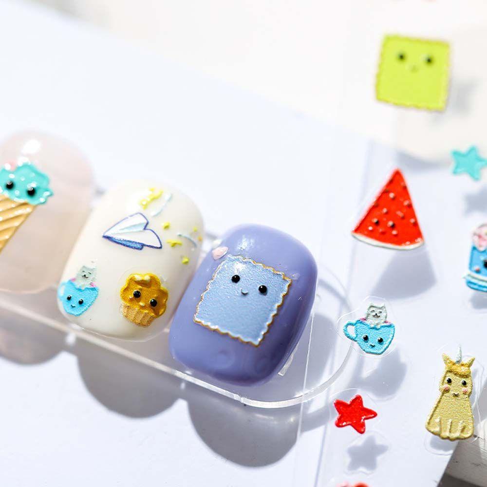 [Elegan] Kartun Stiker Kuku Wanita Lucu Smiley Animal Melody Perekat Diri DIY Nail Art Dekorasi