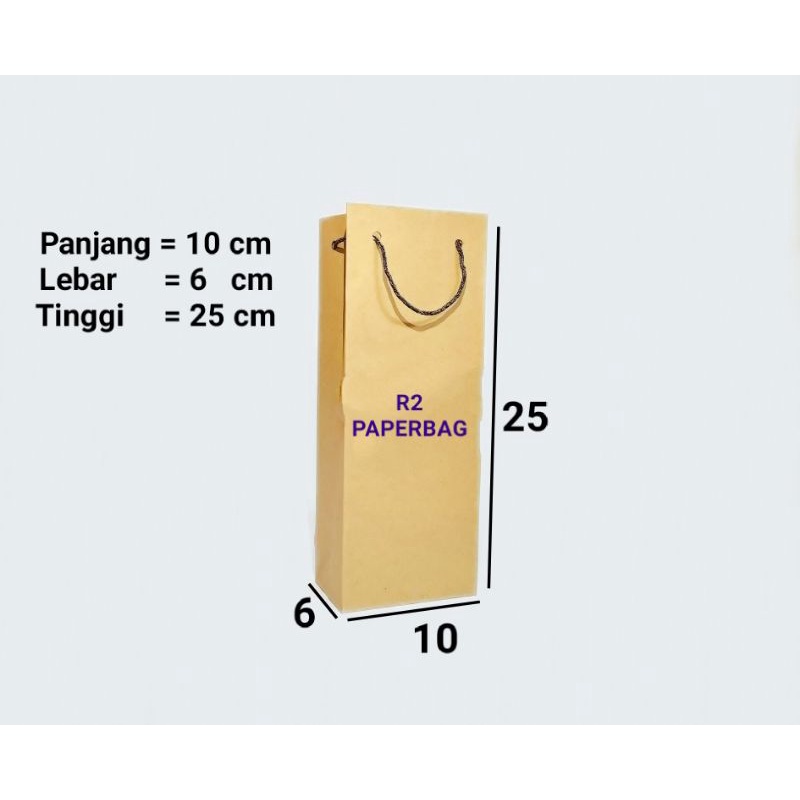 

Paper bag BOTOL Paper bag custom Ukuran 10x25x6 Paper bag Coklat Polos Paper bag kado