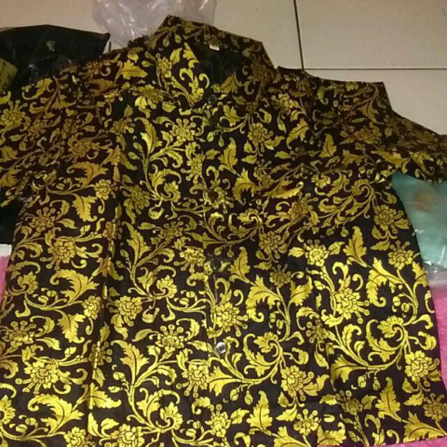 Kemeja Batik Anak Bakung Mutiara Gold/hem Anak Lengan Pendek Laki-laki Usia 1-10 Tahun