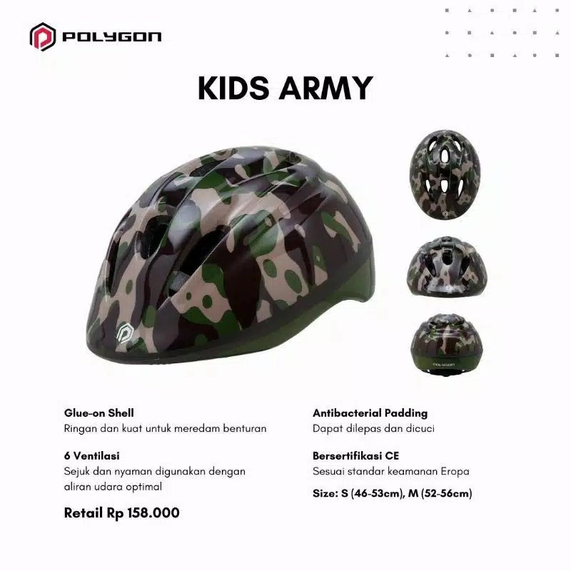 helm polygon anak motif