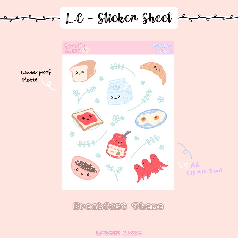 

[L.C] Breakfast themed matte sticker sheet by jace_ang