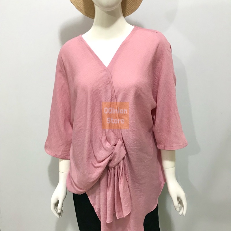 Blouse Fashion Lala QQinian Katun Silk Viscose Pink Cream Khaki Peach Salem Biru Dongker Ungu Hijau Mint Hijau Stabillo Grosir