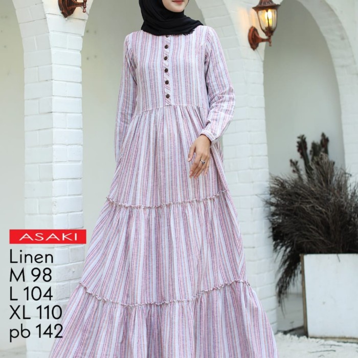 PREMIUM GAMIS LINEN IMPORT ASAKI - LAVENDER, M