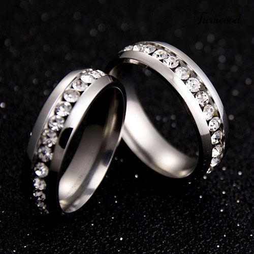 Cincin Berlian Imitasi Bahan Titanium Steel Untuk Pria Dan Wanita