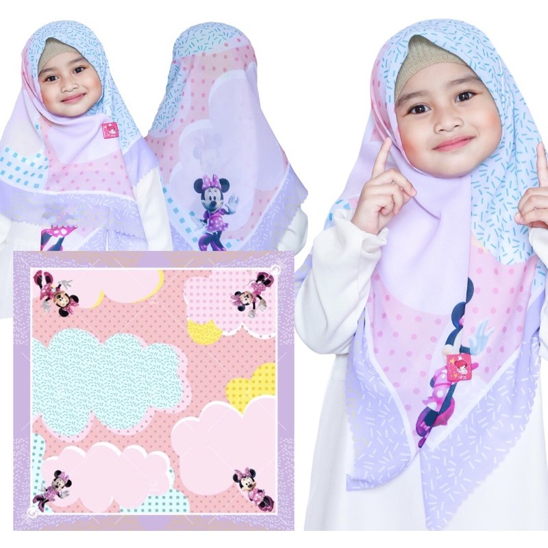 VOAL PRINTING ANAK MOTIF MINIEMOUSE LUCU / HIJAB ANAK LUCU / JILBAB ANAK KARAKTER/ KERUDUNG ANAK