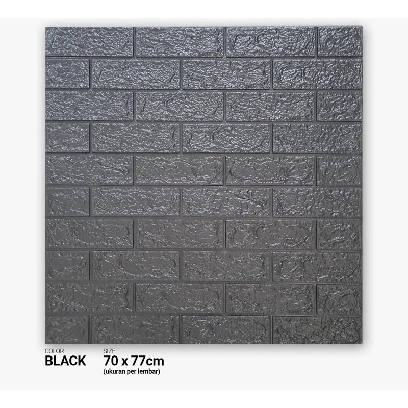 Wallpaper Dinding 3D MOTIF BATA 70cm x 77cm dan 70cm x 38cm 3mm-Black
