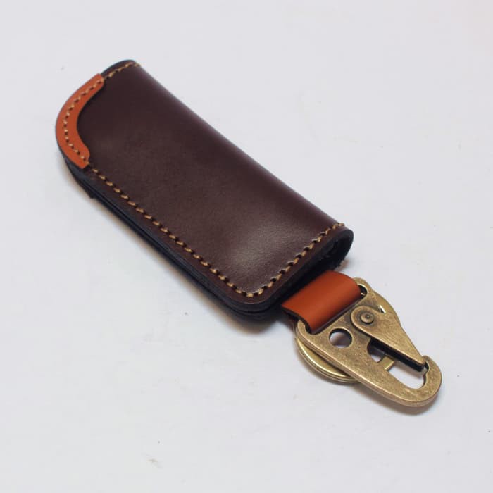 dompet stnk mobil motor model slim gantungan kunci coklat tan PHKC647