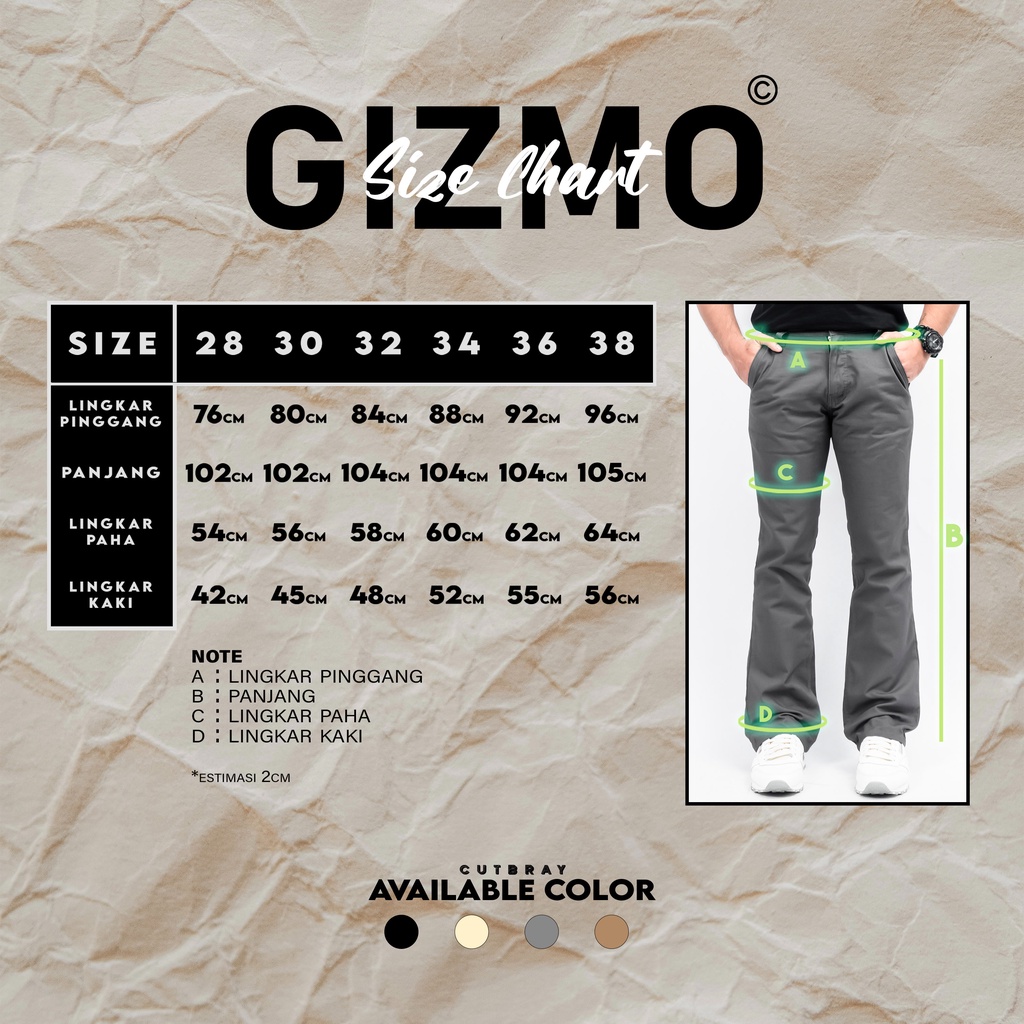 Gizmo Celana Chino Cutbray Abu