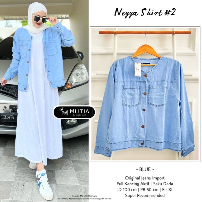 NEYYA SHIRT #2 BY MUTIA (BLOUSE JEANS) Blouse wanita jeans rekomeded