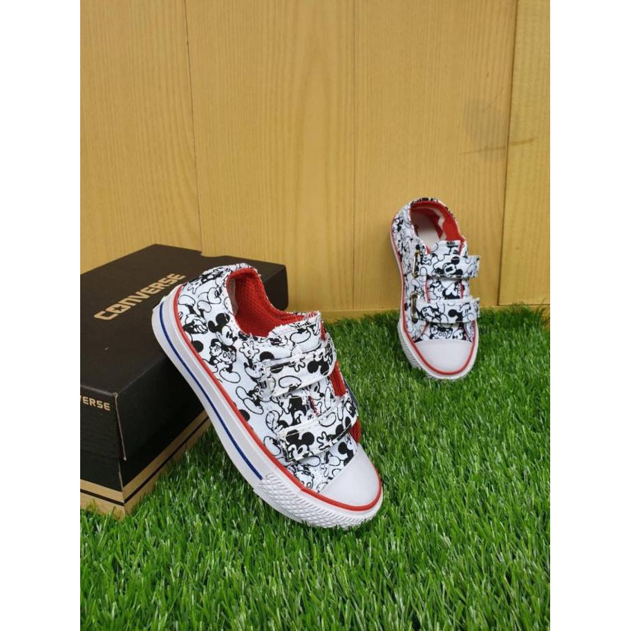 Cantik Sepatu Anak Converse Low Micky Mose White 100% Grade Original Terbatas