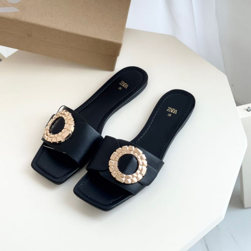 PROMO SALE Sandal Flat Zara Black hitam