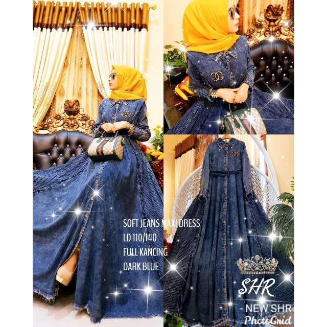 Terbaruuuu 1000% original SHR soft jeans maxi dress