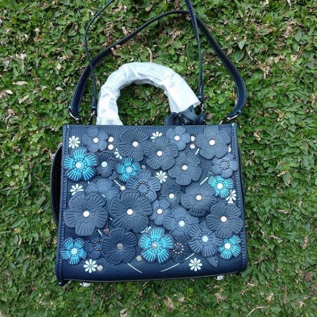 Coach Rogue 25 Tearose Applique Navy