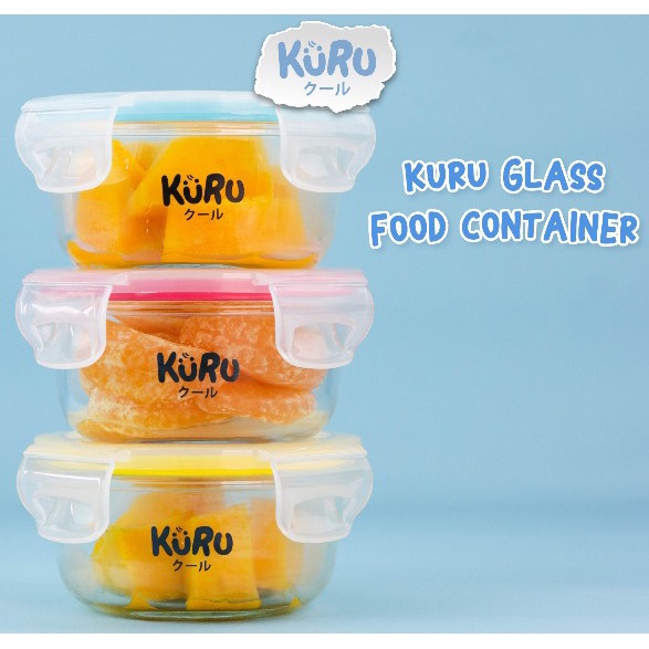 Kuru Baby Glass Food Container MPASI GC2001 | kontainer Wadah Kaca Tempat Makanan