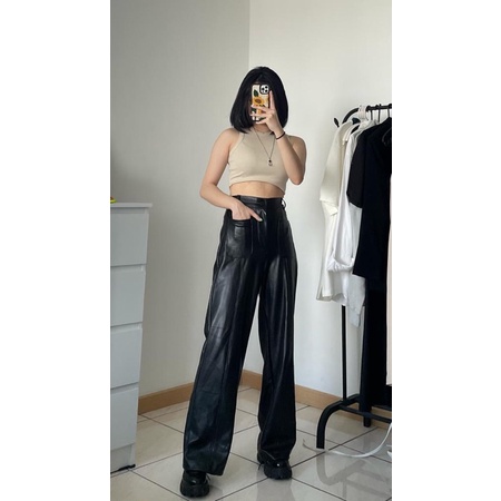 leather pants/ celana kulit hitam