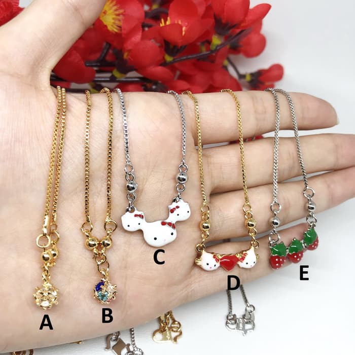 Kalung Anak Xuping Strawberry Hellokitty Silver Lapis Emas - GG208