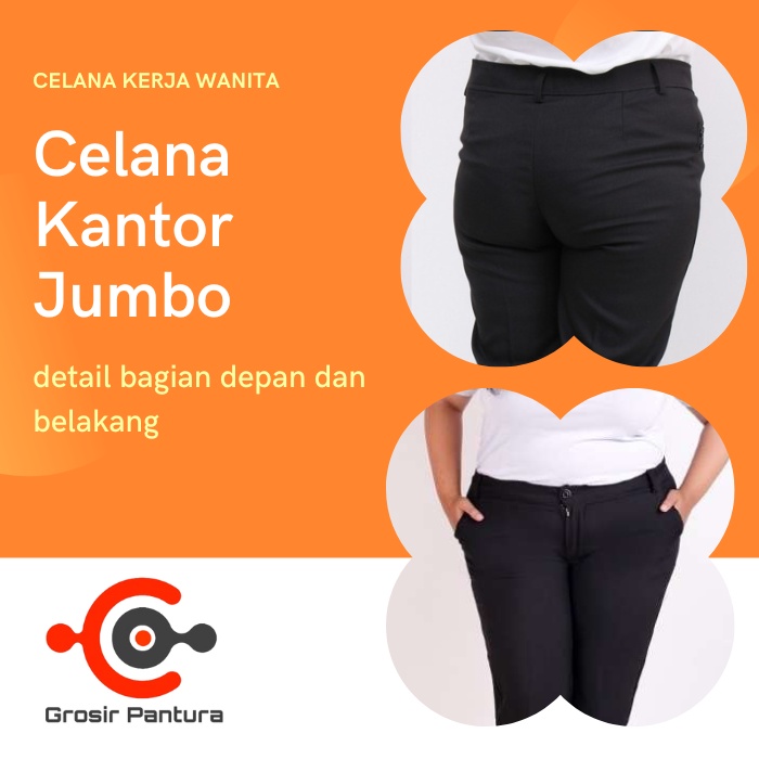 Celana Panjang Kantor Kerja Formal Jumbo Wanita Bahan Semi Woll Premium Bawahan Wanita Karir