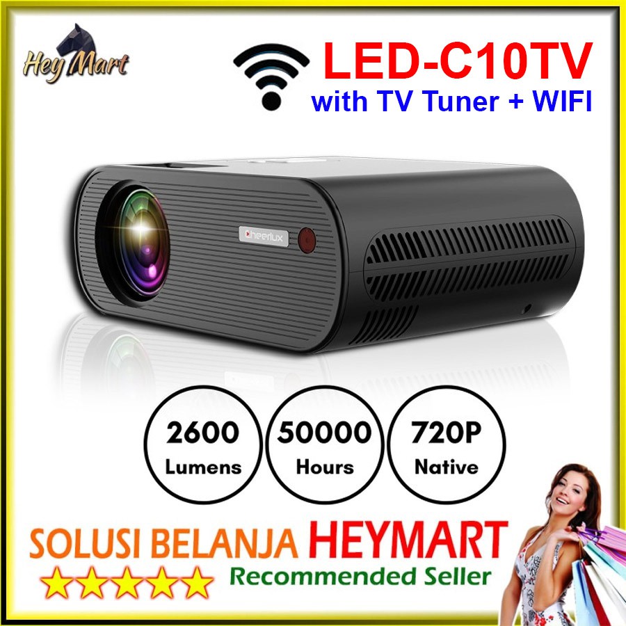 LED C10TV WIFI Infokus Projector 2600 Lumens - Mini Proyektor Infocus - Nobar Bola Cheerlux C10