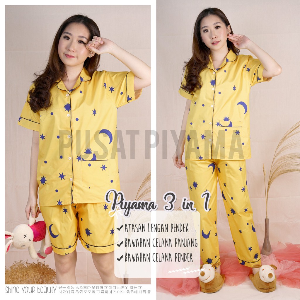 SETELAN BAJU TIDUR KARAKTER 3IN1 / PIYAMA BAJU  TIDUR MOTIF KARAKTER 3IN1 /BAJU TIDUR 3IN1 KARAKTER