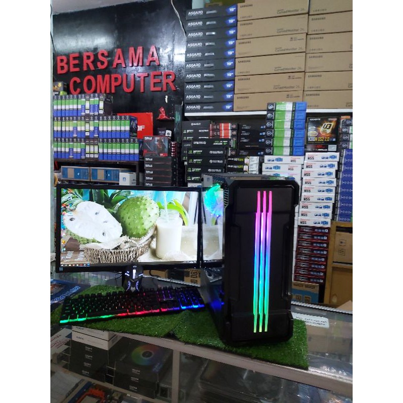 pc gaming i7 ram 16 gb vga 4gb gtx 750ti ssd 120gb monitor 24 in keyboard mouse gaming siap pakai