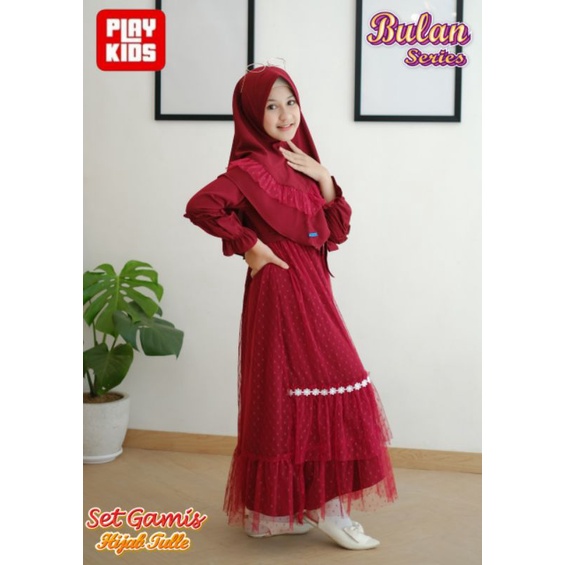 SET GAMIS HIJAB ANAK TULLE BULAN SERIES BY PLAYKIDS