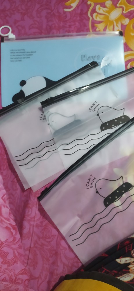 (we) 5pcs/set Tas Pouch Model Resleting Desain Anak Ayam Ukuran 20x13.5cm Anti Debu Untuk Masker