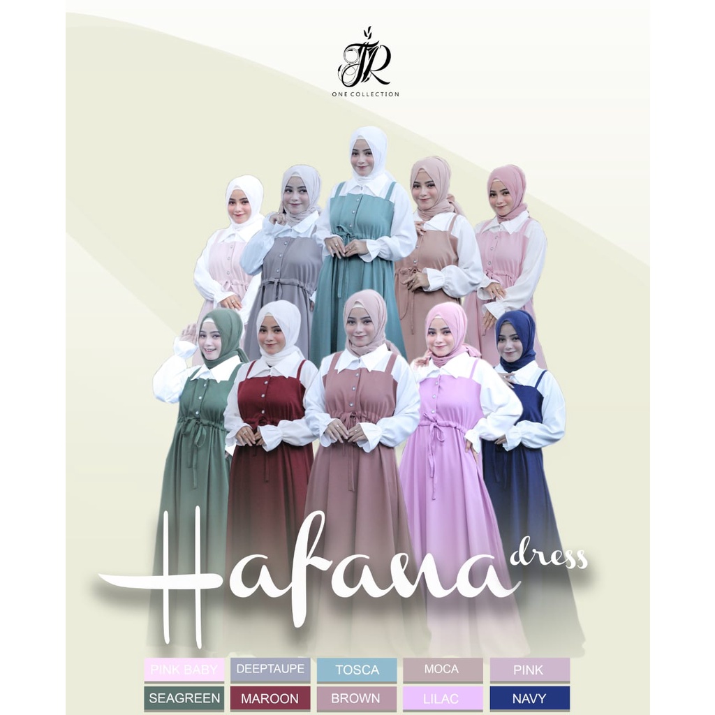 Hafana Dress Ori JR One / Gamis Polos Terbaru / Dress Muslim Terbaru / Gamis  JR One Collection