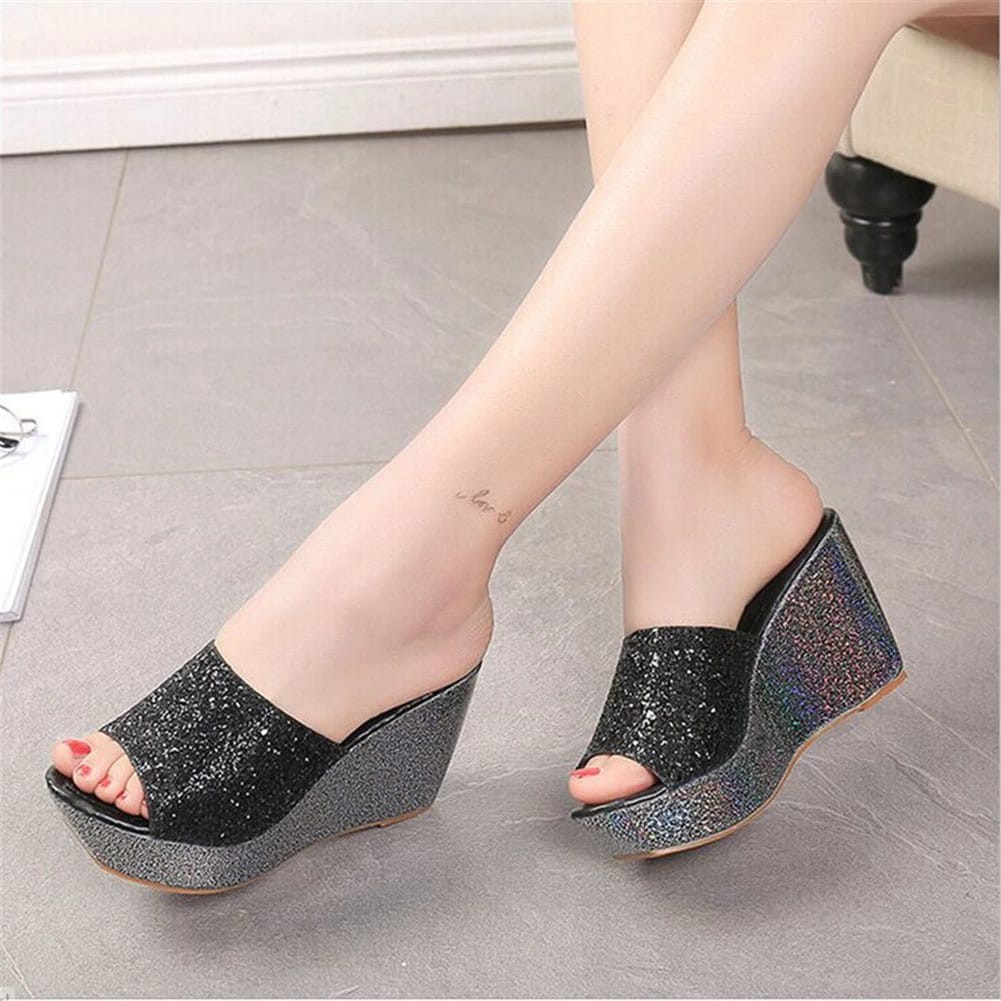 RYS - Glittering Lights Sandal Wedges Wanita Fashion Casual - Ori Import