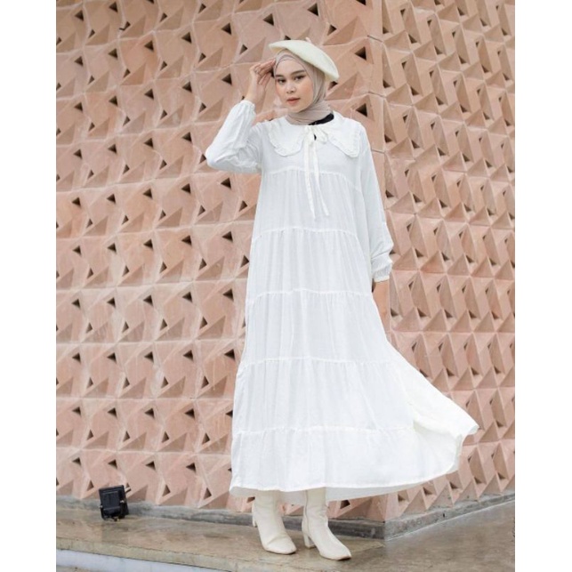 BISA COD sv Maya Midi Dres Premium Rayon Uniqlo Polos Gamis polos terbaru Gamis rayon hitam murah