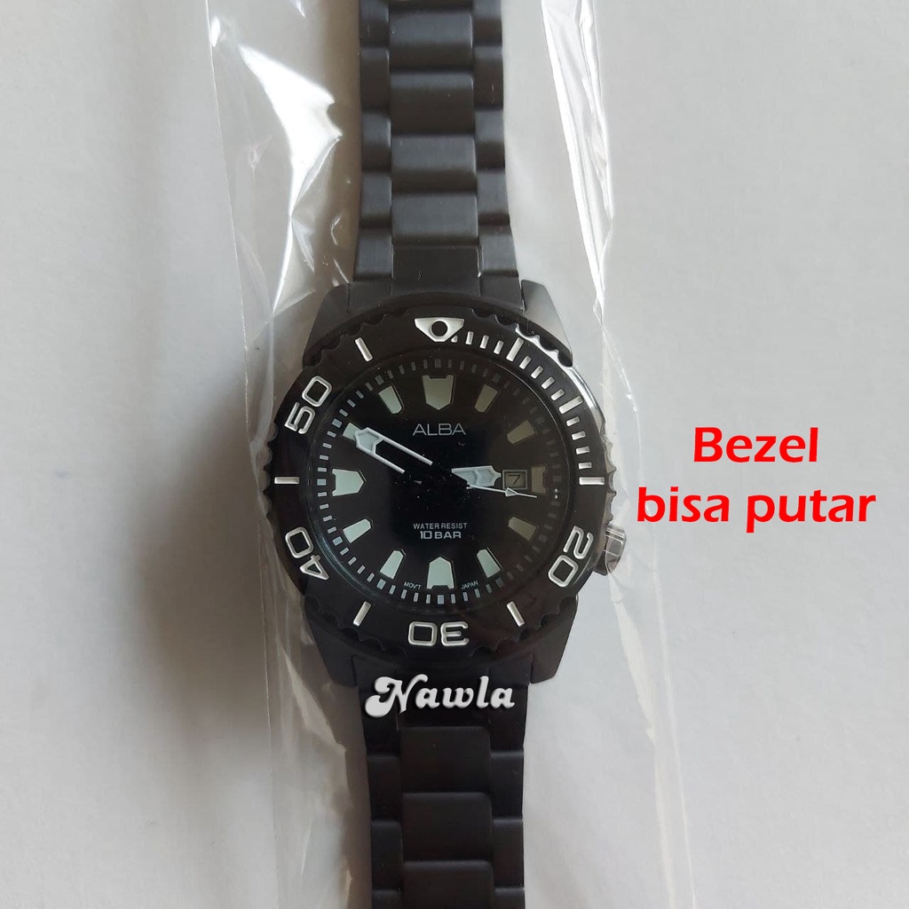 Alba Quartz AG8M01X1 Black - Jam Tangan Pria AG8M01