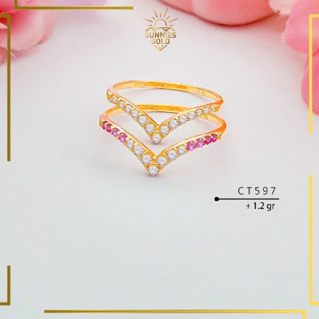 CINCIN AUREL EMAS ASLI KADAR 300 (6 KARAT) CINCIN VIRAL HITS BENTUK V TERLARIS BEST SELER MURAH RING