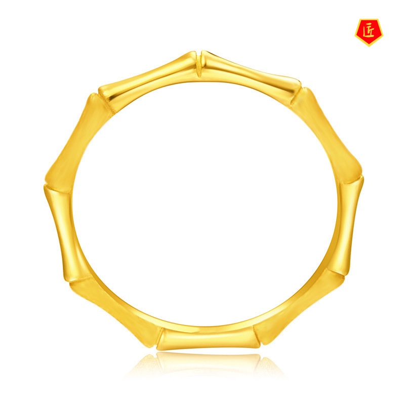 [Ready Stock]Elegant Personality Bamboo Ring 18K Gold