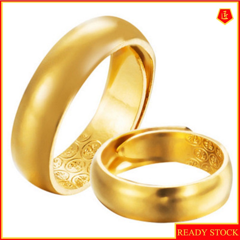 [Ready Stock]Simple Personality Glossy Couple Gold Ring