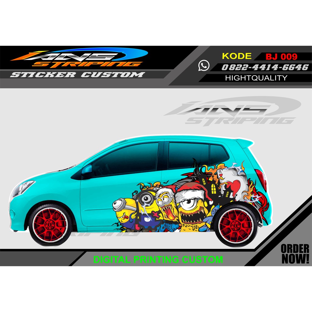 STICKER VARIASI MOBIL SAMPING HONDA JAZZ / DECAL STIKER MOBIL MINION