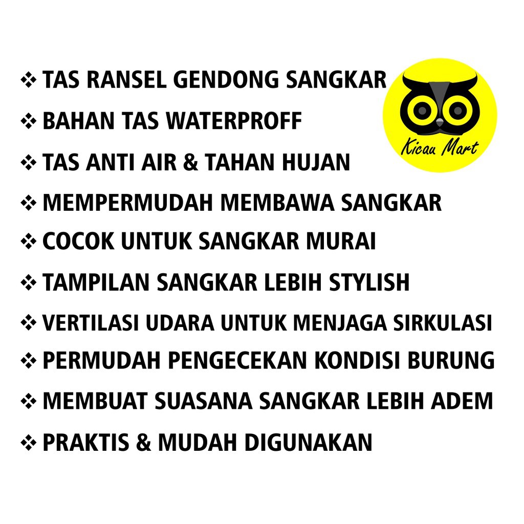 TAS KANDANG MURAI TRANSPARAN ANTI HUJAN TAS GENDONG SANGKAR BURUNG MURAI TAS GENDONGAN JALA TSMSEM