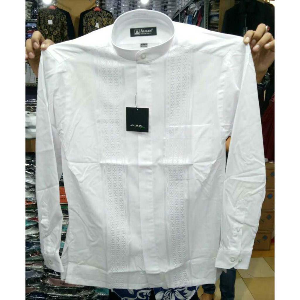ISTIMEWA kemeja koko Alisan Bordir Putih reguler KEMKO panjang HARI INI SAJA