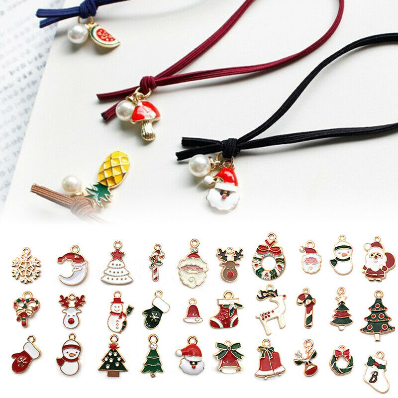 1 Set Liontin Gantung Enamel Seri Natal Warna-Warni Untuk Membuat Perhiasan Handmade DIY