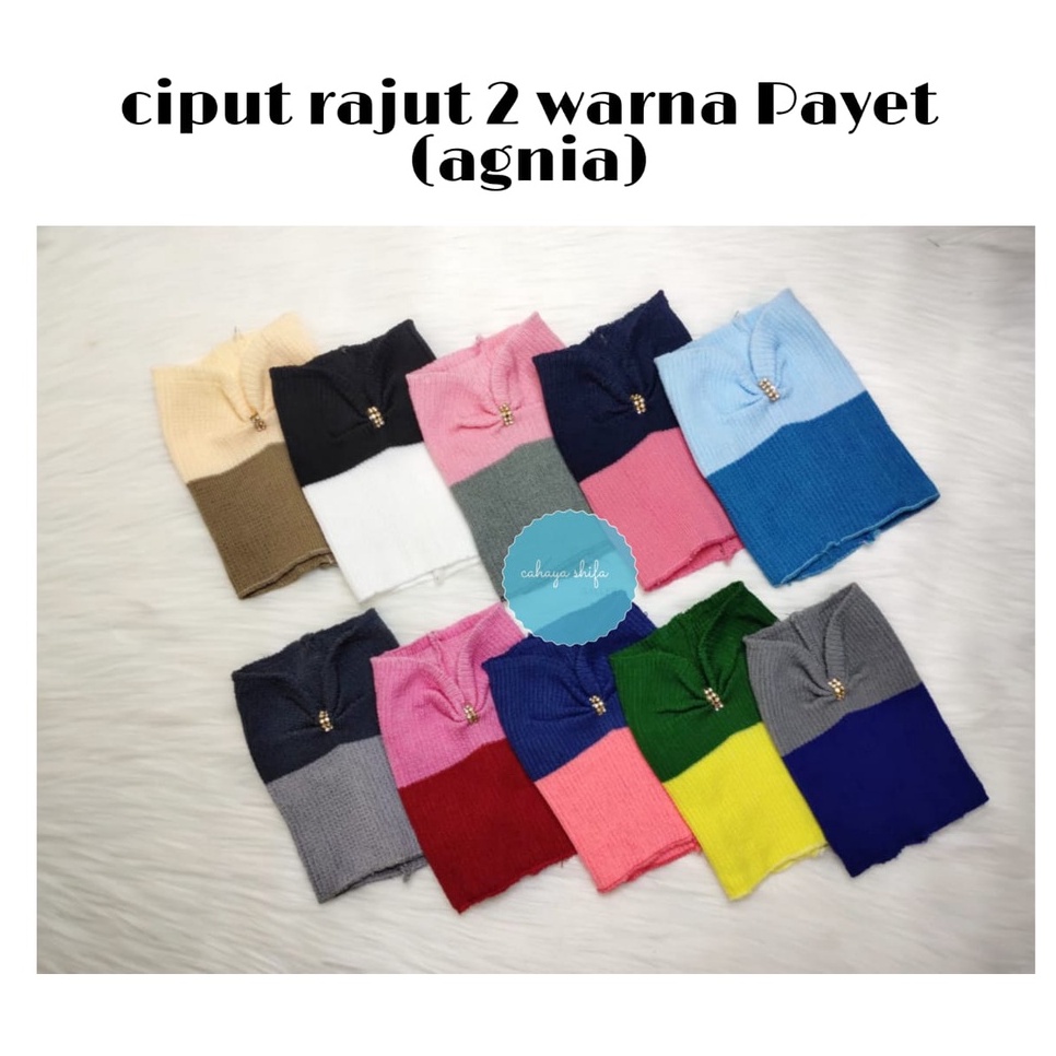 GROSIR Bandana ciput rajut payet 2 warna termurah (ciput agnia)